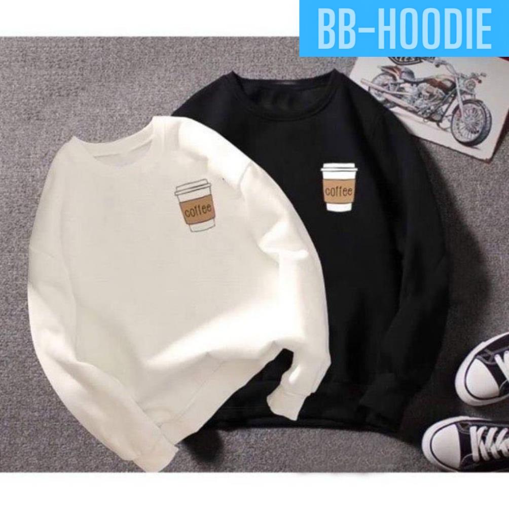 ÁO SWEATER NỈ UNISEX KHÔNG NÓN IN LY COFFEE CỰC ĐẸP ÁO FORM RỘNG NAM NỮ NHIỀU MÀU