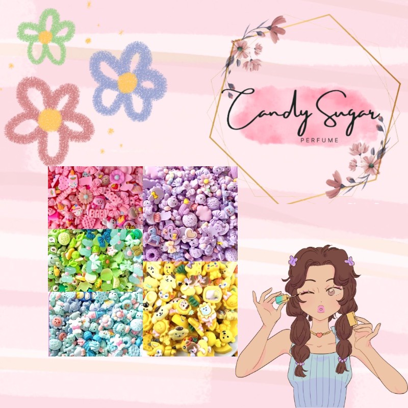 Set 100 charm/center làm slime, phụ kiện, dán ốp (có cả những mẫu ko có trong ảnh)♥