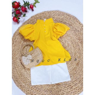 Áo dài tay phồng màu vàng 6-20kg