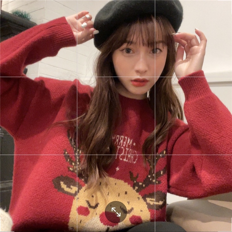 Áo Sweater Dệt Kim Dáng Rộng In Hình Tuần Lộc Giáng Sinh Kiểu Hàn