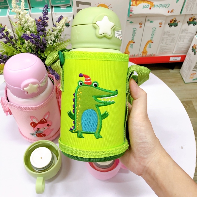 Bình Giữ Nhiệt Cao Cấp Love Baby Có Ống Hút Nước Cho Bé