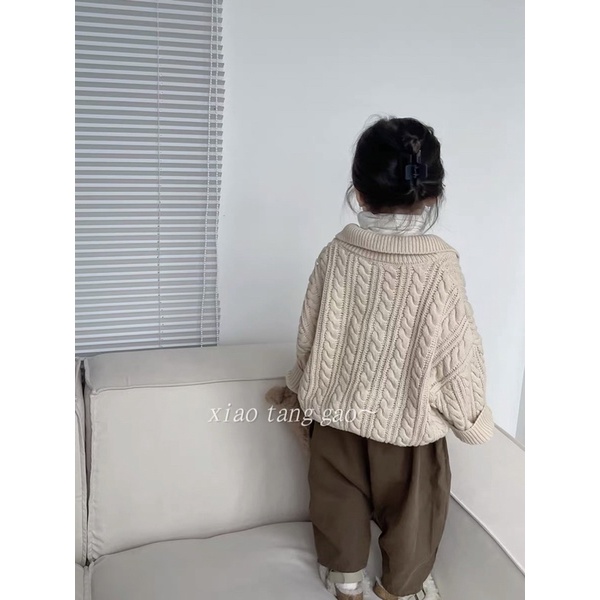 Áo len phong cách hàn quốc cho bé trai bé gái, thiết kế cổ polo hàng quảng châu