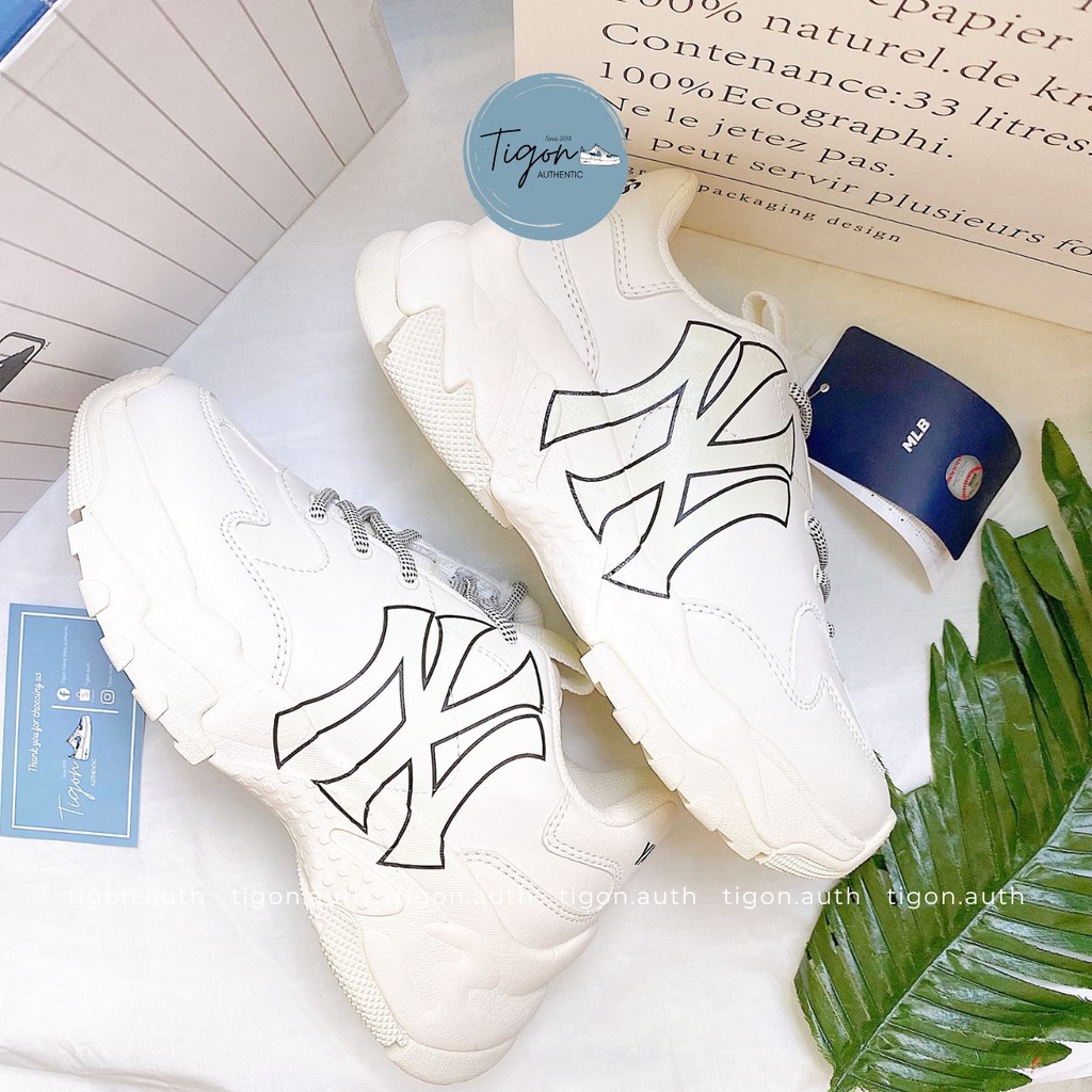 Giày thể thao nữ MLB NY Yankee - Big Ball Chunky A, Giày thể thao trắng chính hãng MLB 32SHC1911-50I [100% AUTHENT