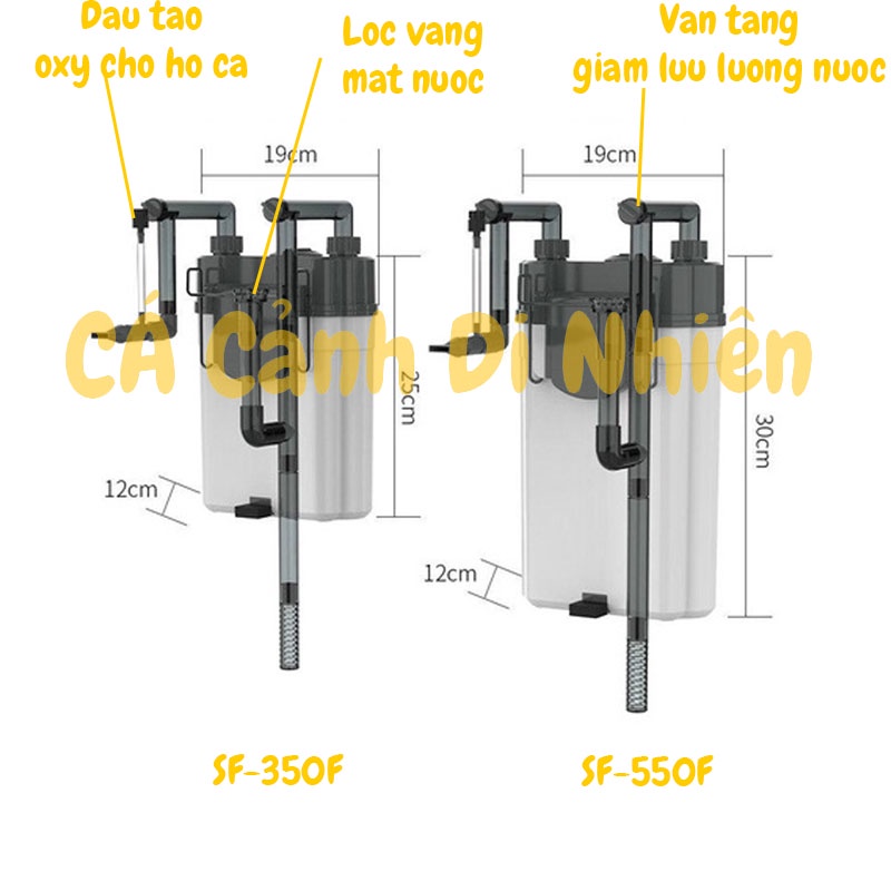 Máy lọc treo thành hồ cá SOBO SF-350F 5W SF-550F 7W cho bể cá 30-70 cm kèm lọc váng
