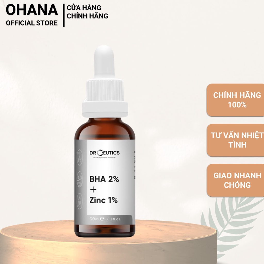 Serum BHA 2% + ZinC 1% DrCeutics Giảm Mụn Và Giảm Sưng Mụn 30ml