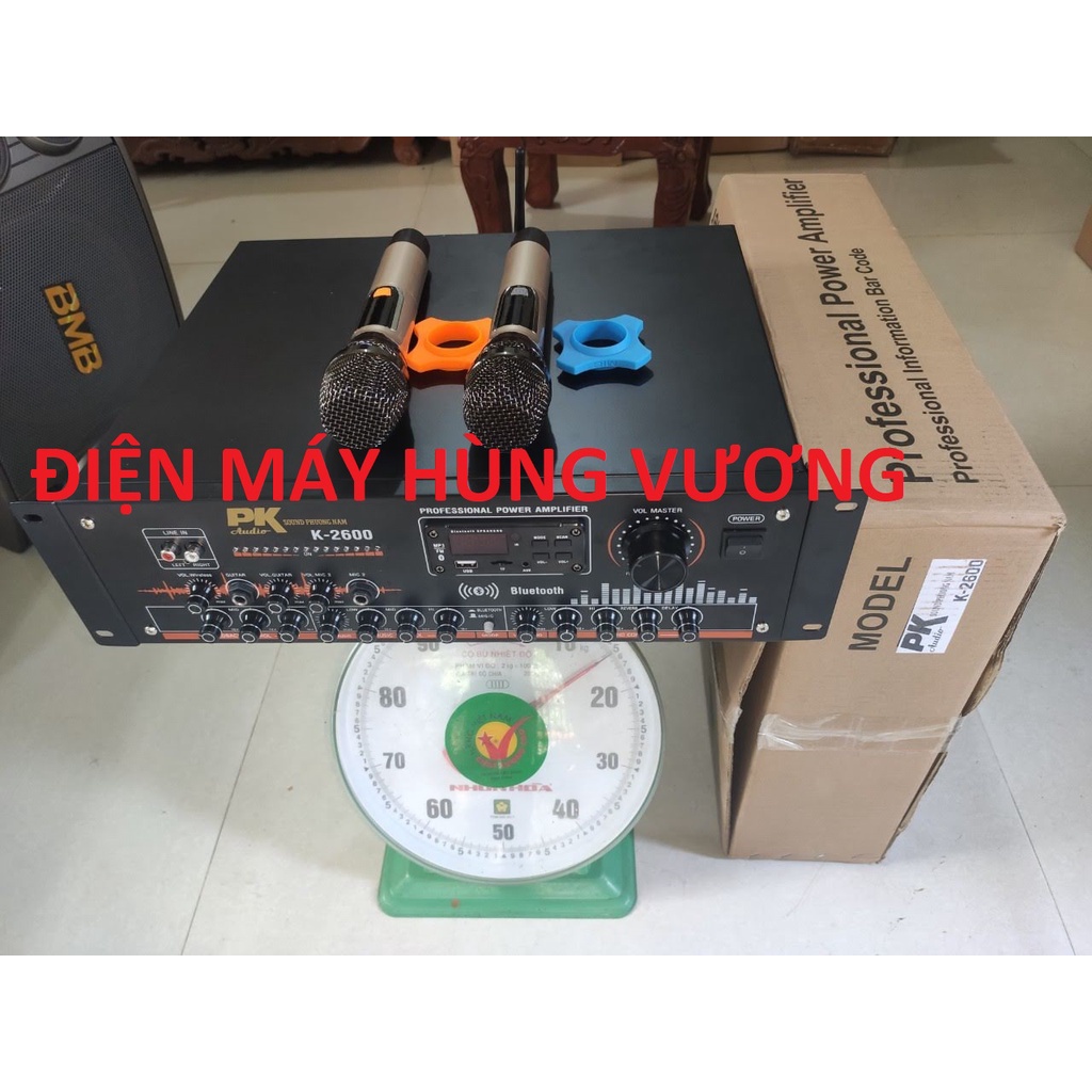 Đẩy công suất liền  vang liền micro PK acoustic Model K 2600, 1400w,  20 sò to, có chống hú, có 2 mi