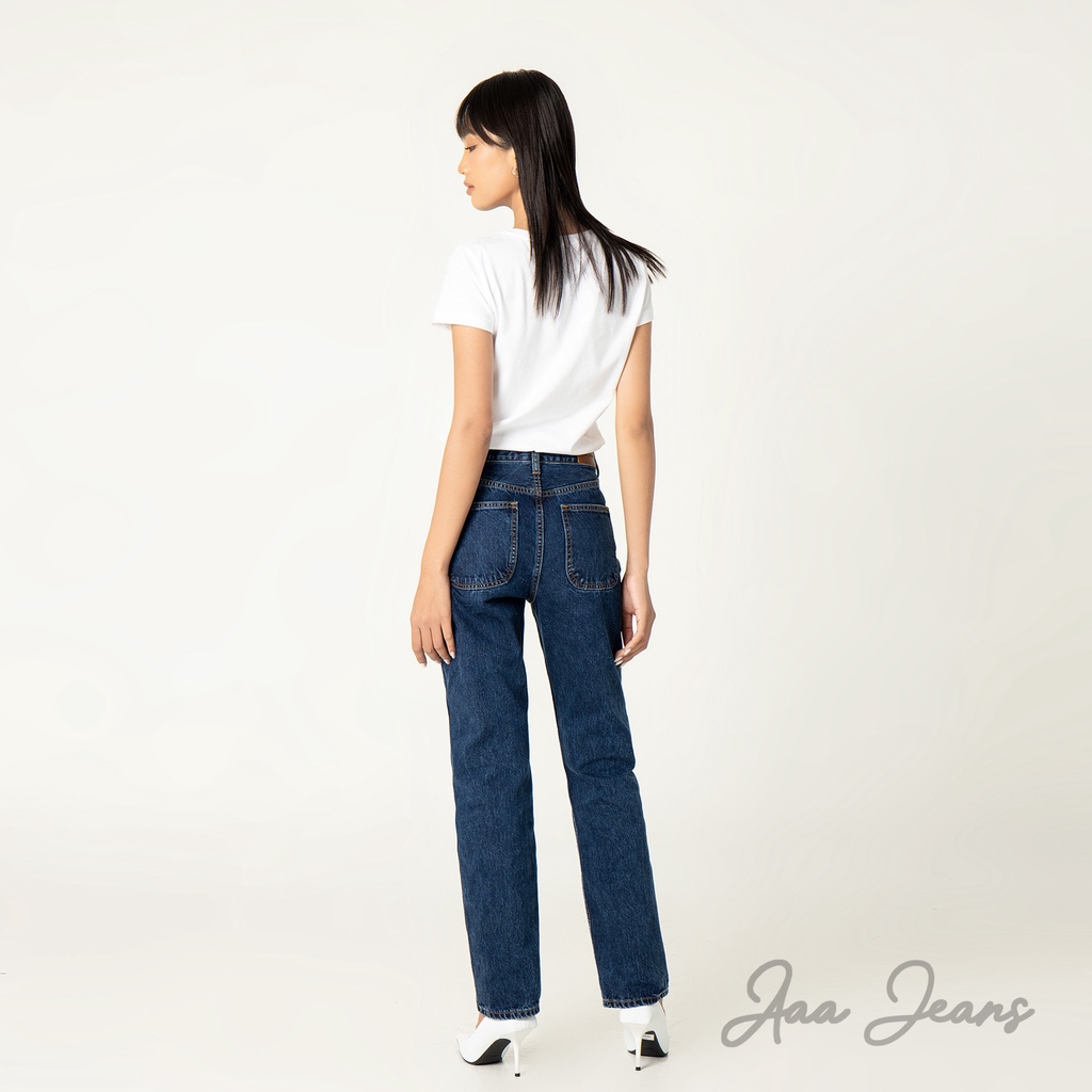 Quần jean ống đứng nữ Aaa Jeans Xanh Midnight