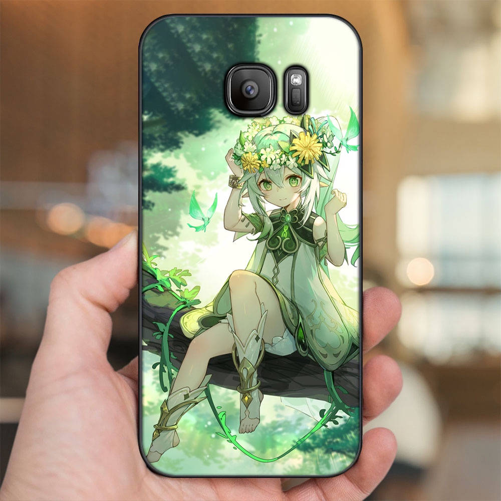 Ốp lưng Samsung S6, S6 Edge, S6 Edge Plus, S7, S7 Edge viền đen in hình Nahida Genshin Impact