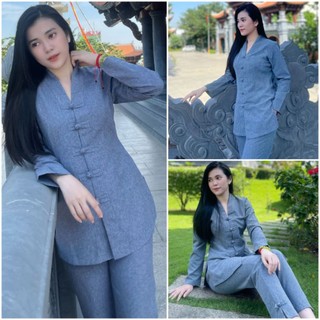 Đồ lam đi chùa cao cấp chất wool lạnh