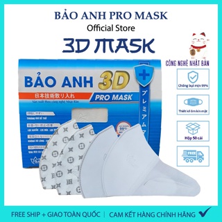 Hộp 50 cái Khẩu Trang 3D Mask Kháng Khuẩn Cao Cấp - Công Nghệ Nhật Bản