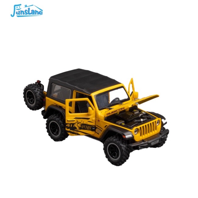 Mô hình xe jeep FUNSLANE Wrangler Rubicon có đèn và nhạc chất liệu hợp kim tỉ lệ 1:32