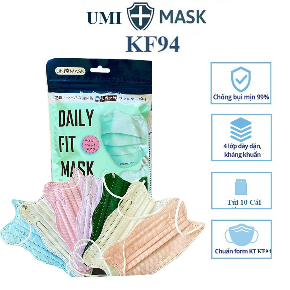 [SET 100 Cái] Khẩu Trang Cua KF94 FIT Uni Mask Cải Tiến 4 Lớp Kháng Khuẩn Hàng Chính Hãng