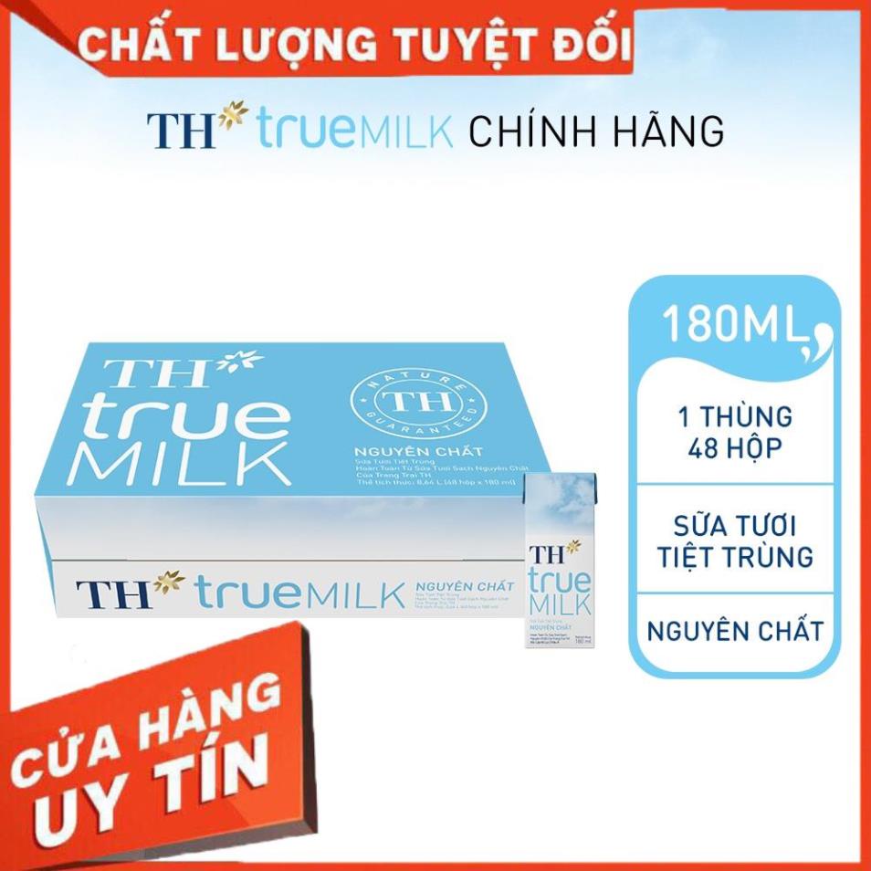 Thùng 48 hộp sữa tươi tiệt trùng nguyên chất TH True Milk 180ml