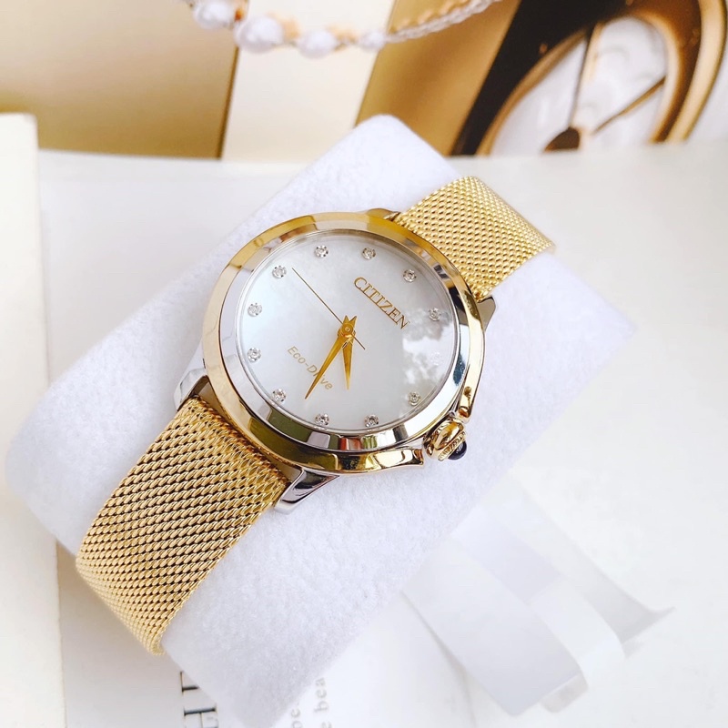 ĐỒNG HỒ NỮ CHÍNH HÃNG Citizen EM0794-54D Eco-Drive Ceci Diamond