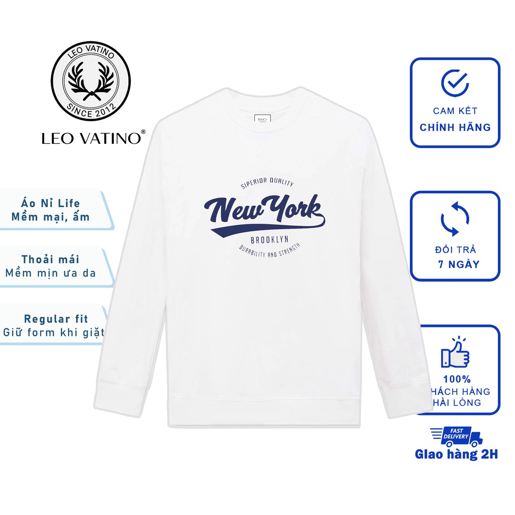 Áo nỉ Galvin thu đông Life dài tay cổ tròn In logo cao cấp hot dành cho nam và nữ M20 - LeoVatino