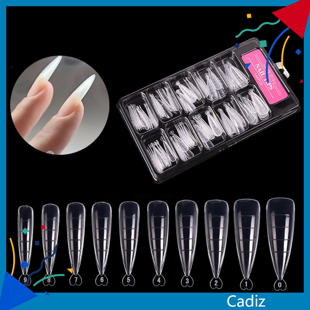 Bộ 100 Móng Tay Giả Dáng Dài Nhẹ Nhàng Thời Trang