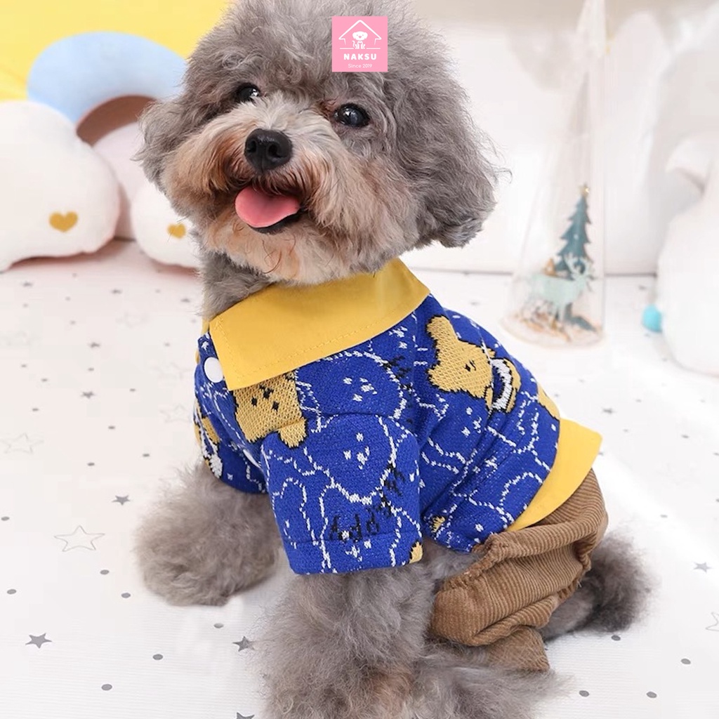 Bộ Jump Sơ Mi Cho Chó Mèo, Quần Áo Thú Cưng Phong Cách Hàn Quốc Cao Cấp Naksu
