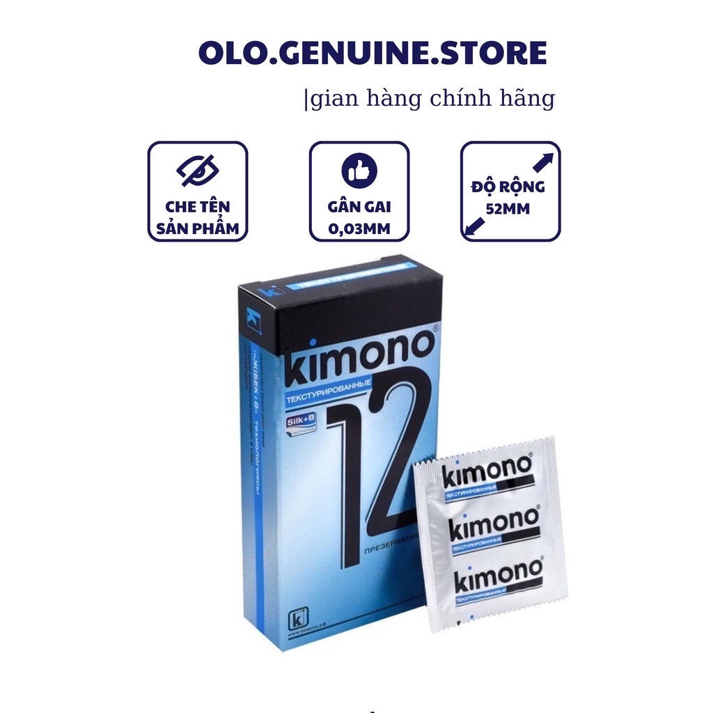 Bao cao su gai siêu mỏng kéo dài thời gian Kimono 0.03mm màu xanh Blue nội địa Nga | olo.genuine.store