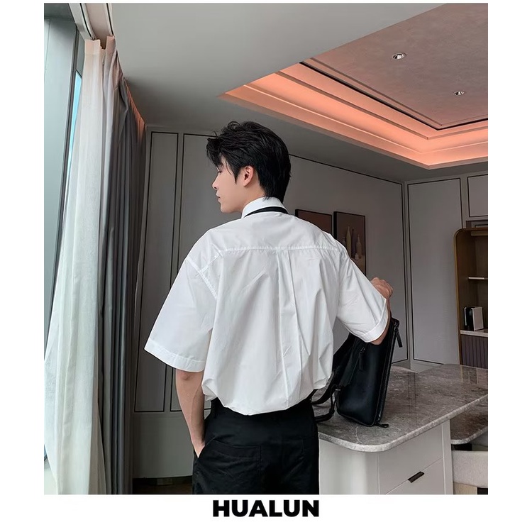 Áo Sơ Mi Đồng Phục Tay Ngắn Dáng Rộng Màu Sắc Cà Vạt Phong Cách Nhật Bản