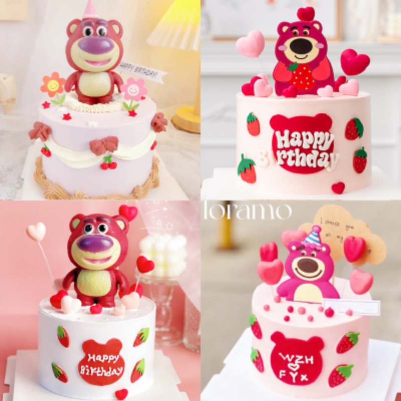 Búp Bê Trang Trí Bánh Kem Hình Gấu Dâu Hoạt Hình Dễ Thương