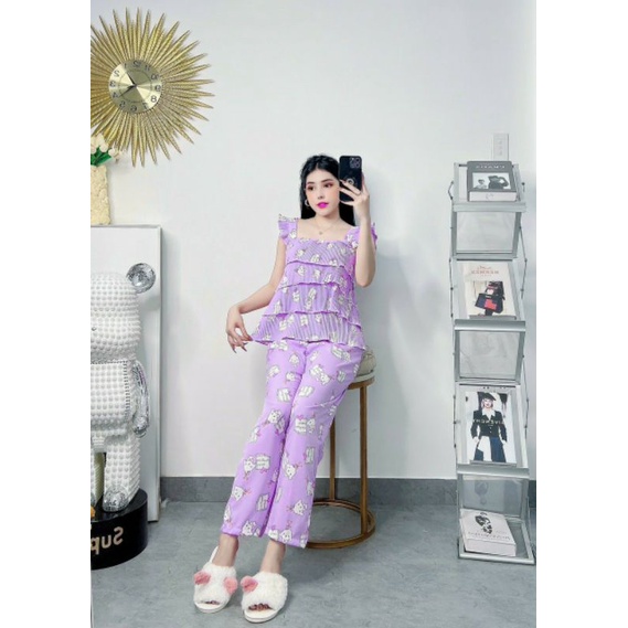 Set Bộ Mặc Nhà Cho Nữ Phối Tầng Hình Gấu Dễ Thương