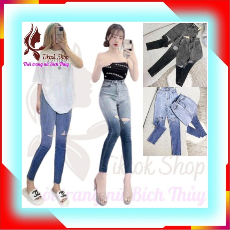 Quần ngố lưng cao RÁCH GỐI 1 BÊN - MixASale