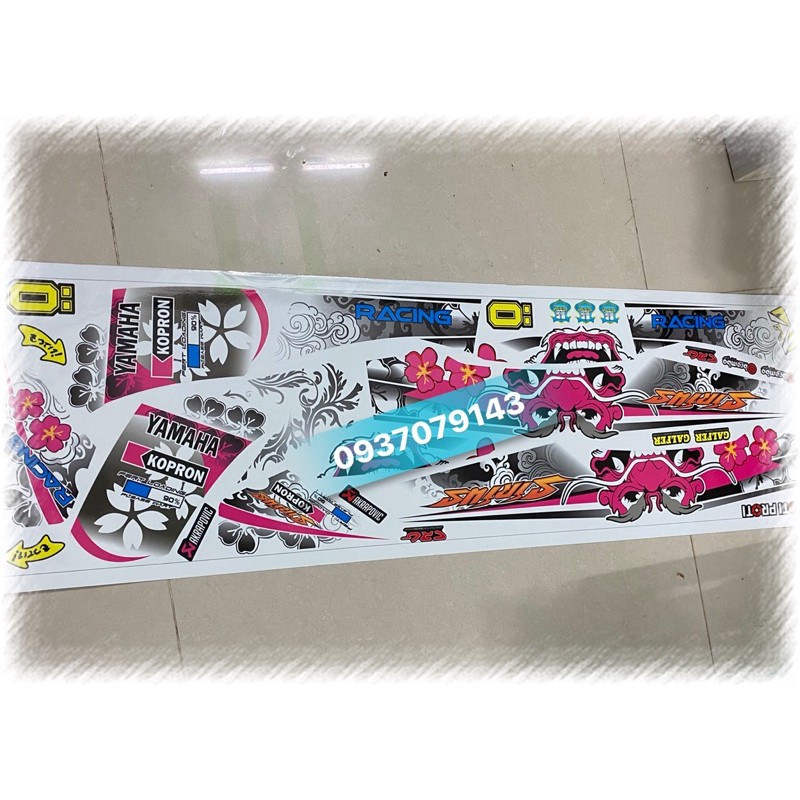 FREE SHIP + QUÀ TẶNG Tem rời xe Sirius đầu rồng trắng hồng