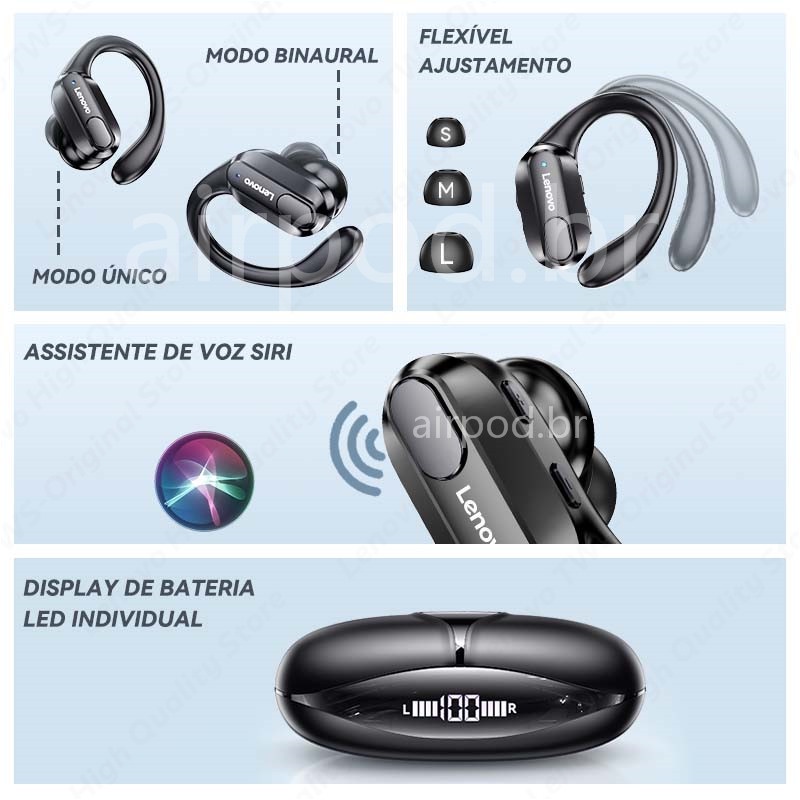 Tai nghe Bluetooth Lenovo XT80 Tai nghe thể thao không dây Bluetooth 5.3 với Móc micrô âm thanh nổi HiFi | BigBuy360 - bigbuy360.vn