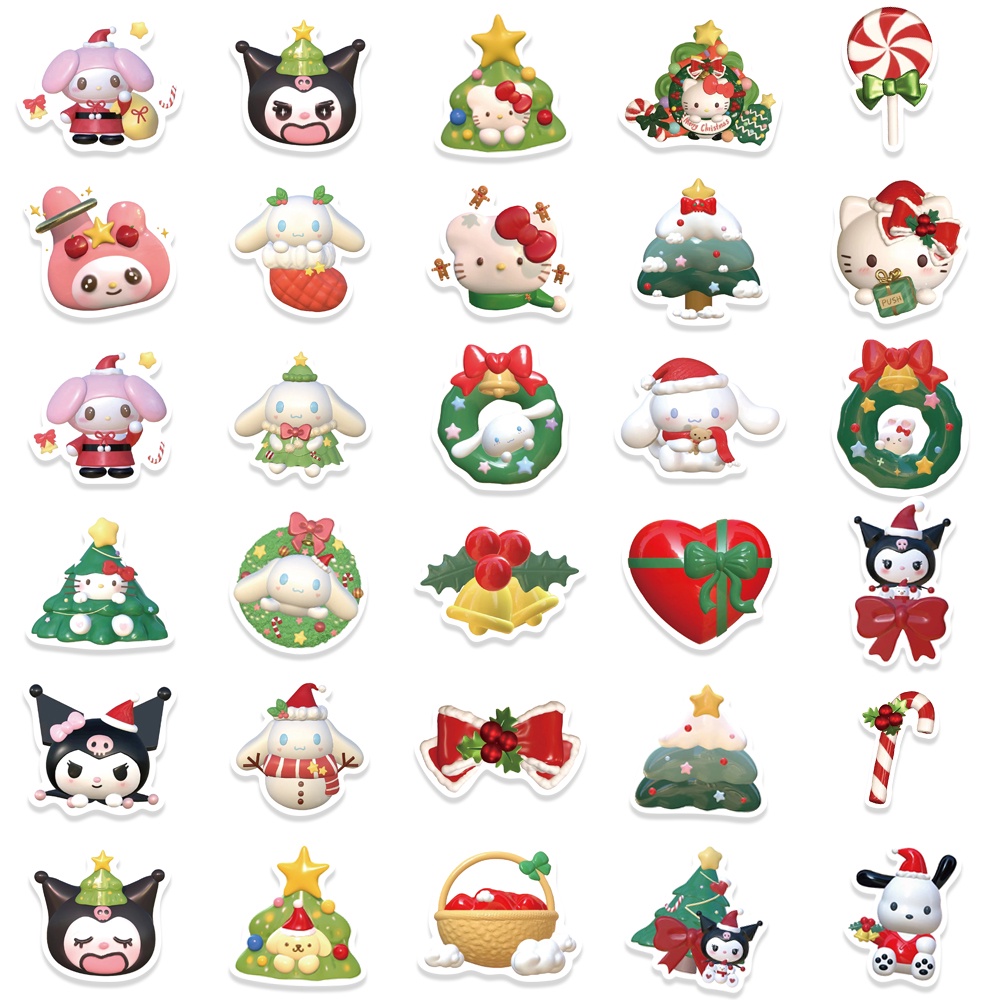 SANRIO Bộ 62 Miếng Dán PVC Hình Kuromi My Melody Hello Kitty Cinnamoroll Đáng Yêu Cho Bé