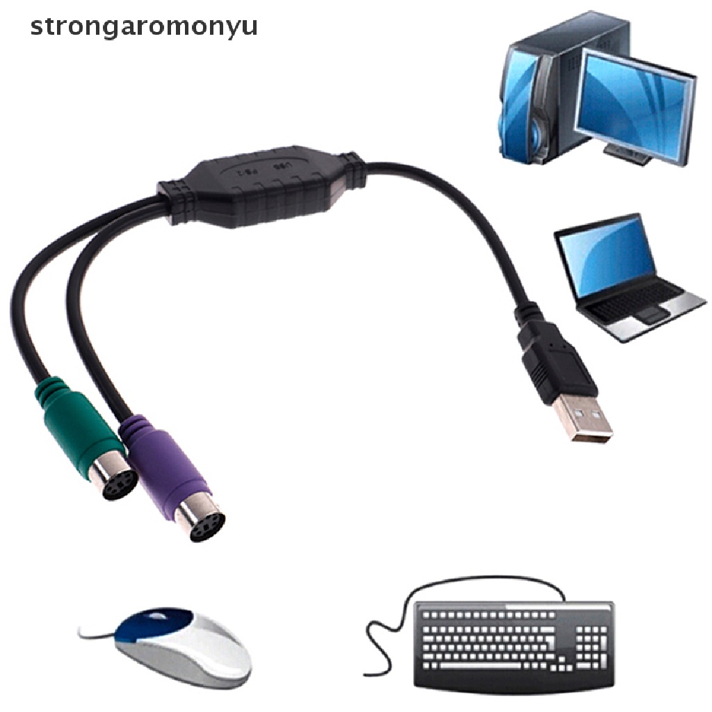 1 Dây Cáp Chuyển Đổi Từ Giác Cắm USB Sang Hai Cổng Cắm PS2 Sử Dụng Cho Bàn Phím Và Chuột Máy Tính