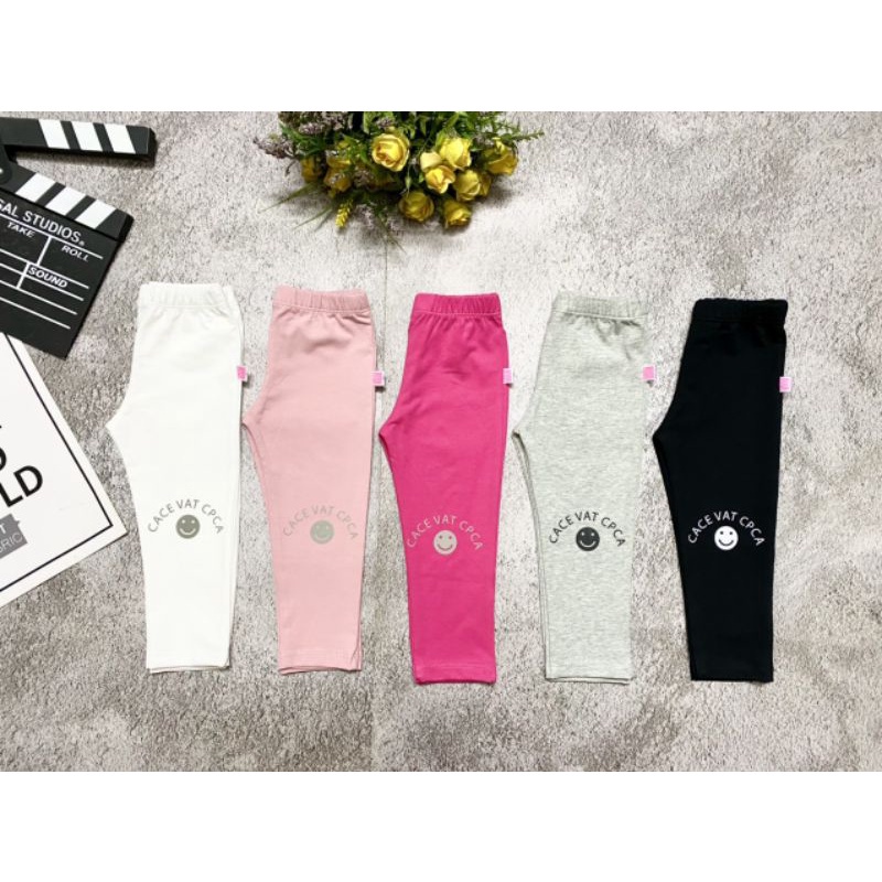 Quần legging ôm cho bé gái size 7_21kg chất liệu cotton bo rip xuất hàn xin