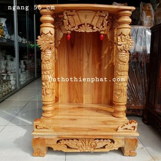 Bàn thờ thần tài ông địa 56x81 gõ xoan quỳ trụ