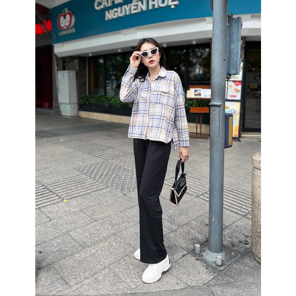 Áo Sơ Mi Nữ Caro Form Rộng MIRABOZZI School Girl, Chất Liệu COTTON Thấm Hút Tốt, Kiểu Dáng Trẻ Trung MSHC014