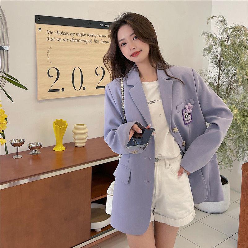 Áo Khoác Vest Màu Tím Ngọt Ngào Thời Trang Xuân Thu Cho Nữ
