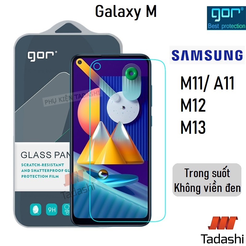 Kính cường lực Gor Samsung Galaxy M11/ A11/ Galaxy M12, Galaxy M13/ Galaxy M14 5G Trong Suốt, 9H Vát 2.5D - Hãng Gor