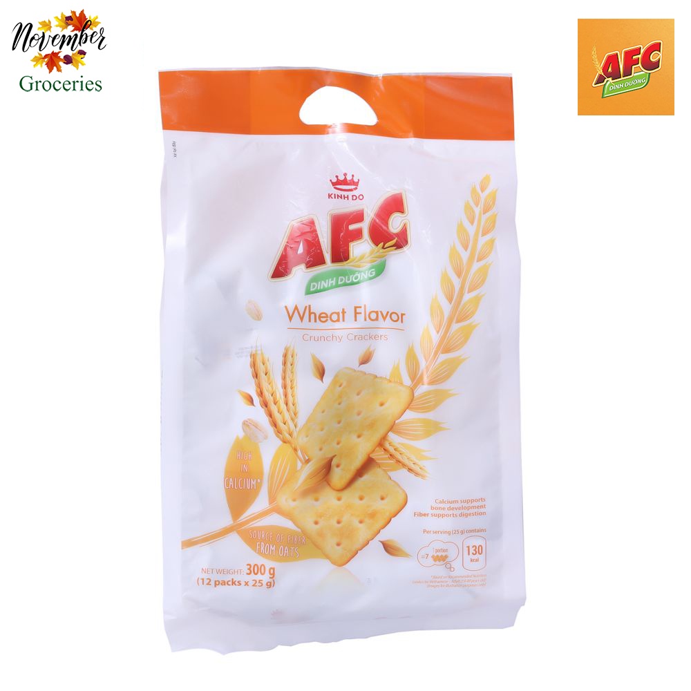 Bánh AFC Vị Lúa Mì / Vị Rau 300 Gram  Thương Hiệu Kinh Đô Đầy Đủ Dinh Dưỡng Bổ Xung Canxi Và Chất Xơ