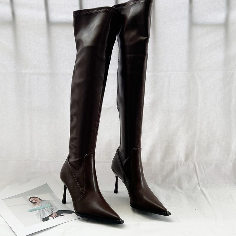 Giày Bốt Cao Gót Mũi Nhọn Có Khóa Kéo Phong Cách Âu Mỹ Thời Trang Mùa Thu 2022