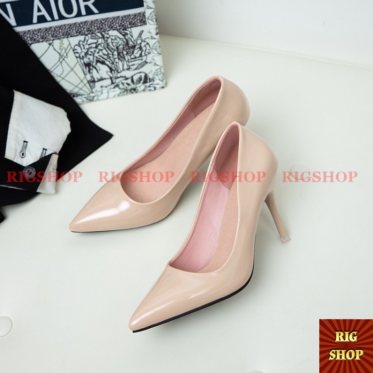 GIÀY CAO GÓT 8P MŨI NHỌN DA BÓNG HÀNG CAO CẤP - D41
