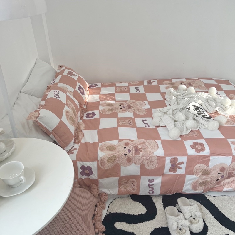 Bộ ga gối Cotton Poly màu hồng thỏ gấu bear ngựa pony MÂY BEDDING | BigBuy360 - bigbuy360.vn