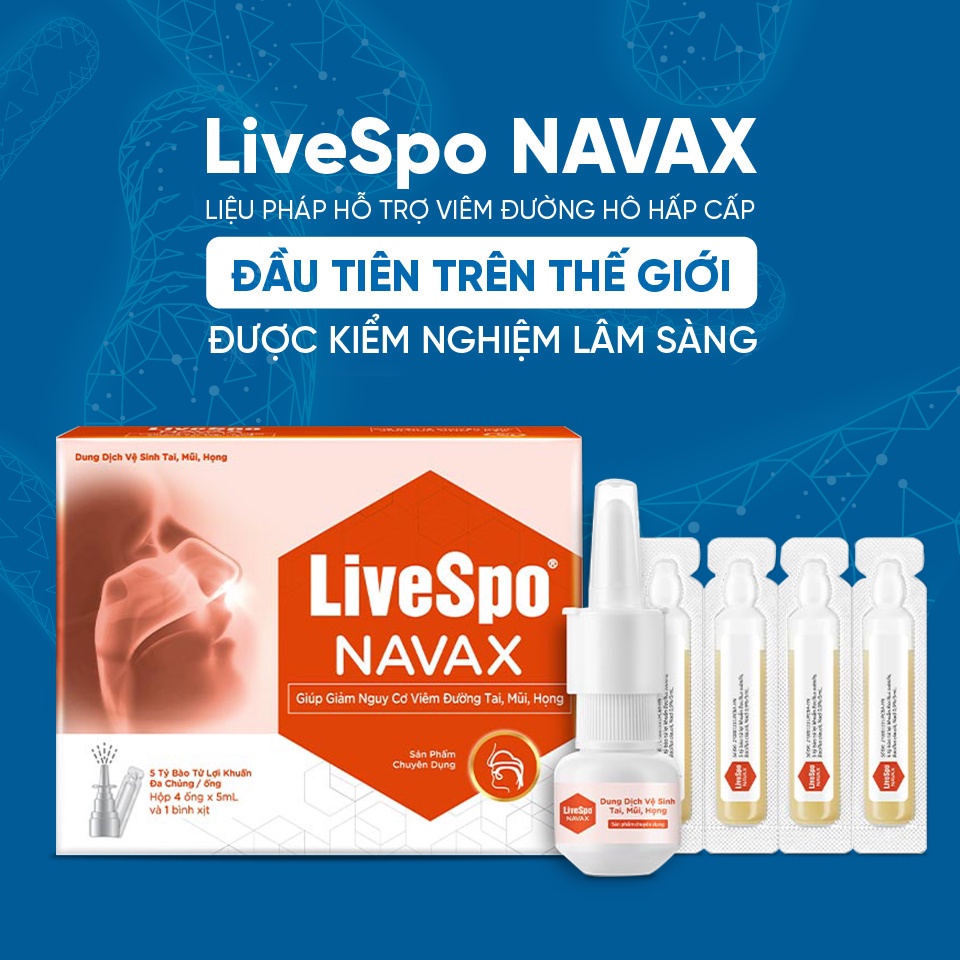 [Quà Tặng Kèm Khi Mua 3 Sp] Xịt mũi Livespo Navax chuyên dụng - Bảo vệ hô hấp, giảm nghẹt mũi, mất mùi - Hộp 4 ống x 5ml
