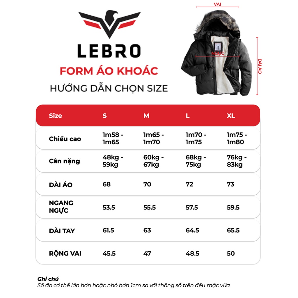 Áo khoác phao Parka nam siêu ấm Lebro lót lông dày dặn ấm áp  Thời trang mùa thu đông có mũ lông