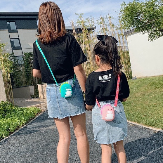 Túi Đeo Chéo Cho Bé WOWKIDS Khủng Long, Túi Silicon Khủng Long Dễ Thương Cho Bé Gái Bé Trai