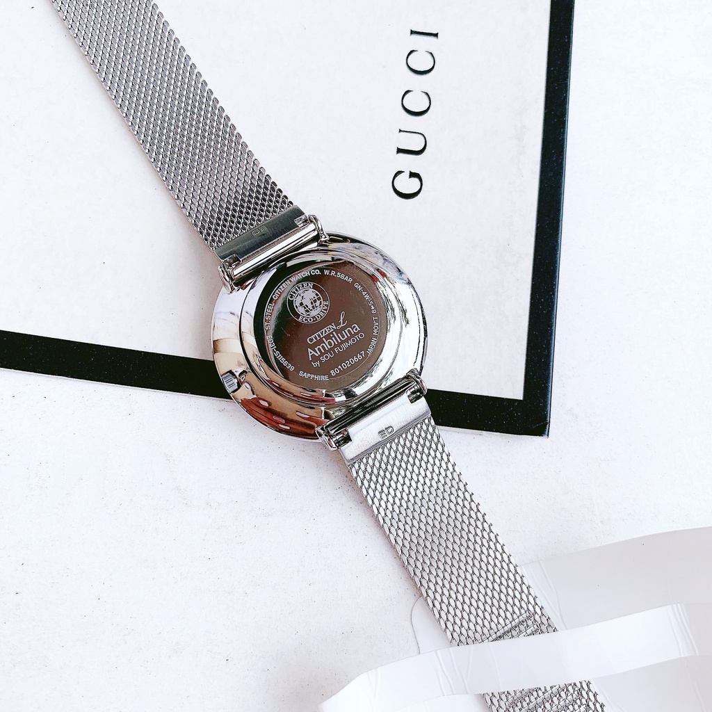 Đồng hồ nữ dây thép Citizen Eco Drive EM0640 58D