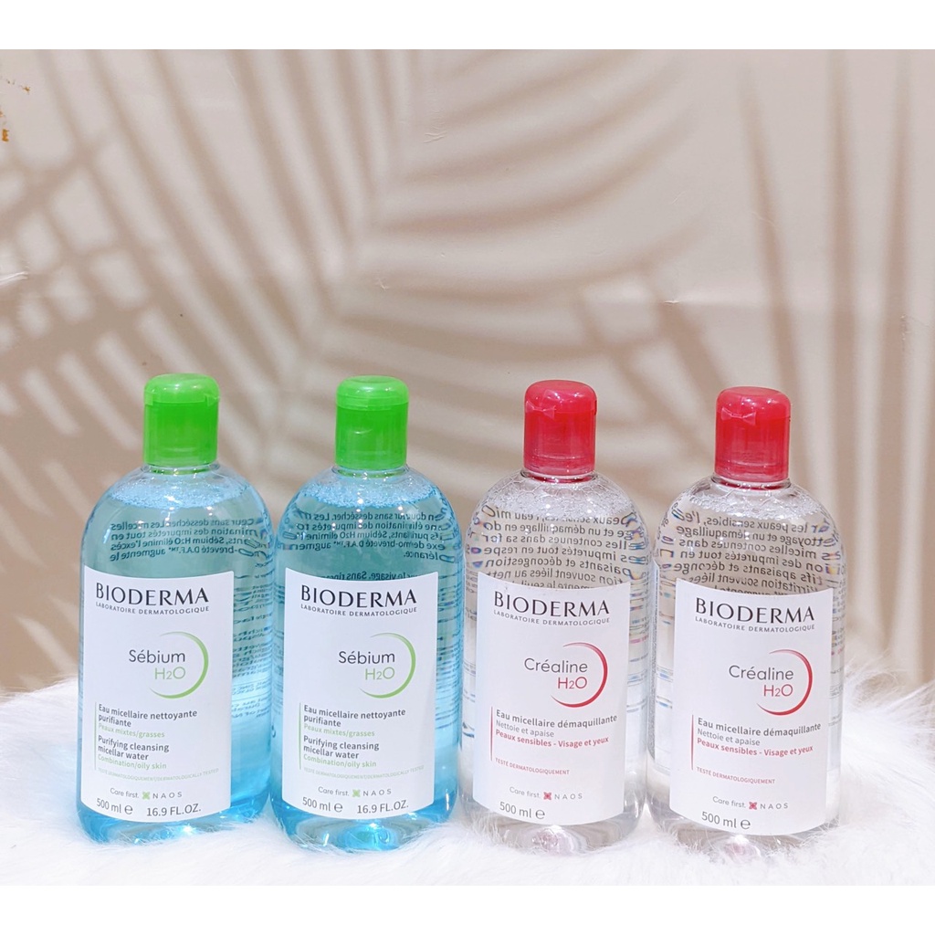 Tẩy trang Bioderma xanh/hồng 500ml.