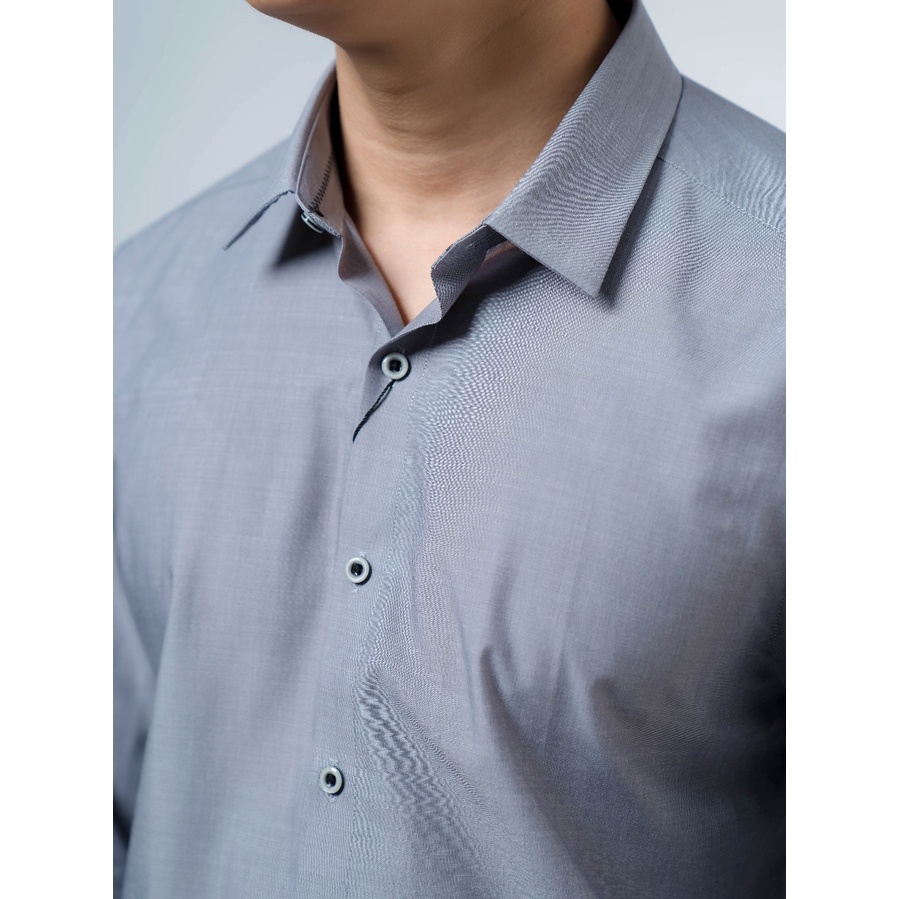 OWEN - Áo sơ mi dài tay Owen Slimfit chất sợi sen mềm mát màu xám trơn 220082