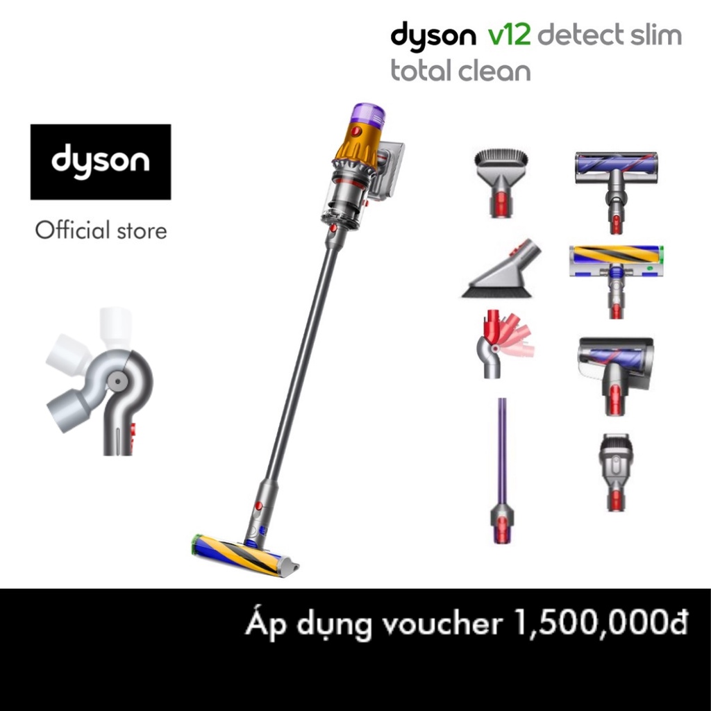 Combo Máy Hút Bụi Dyson V12 Detect Slim ™ Total Clean Và Đầu Nối Tầm Cao Chính Hãng
