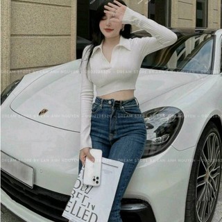 Áo thun tay dài croptop cổ bẻ (A15)