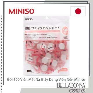Gói 100 viên mặt nạ giấy dạng viên nén miniso japan
