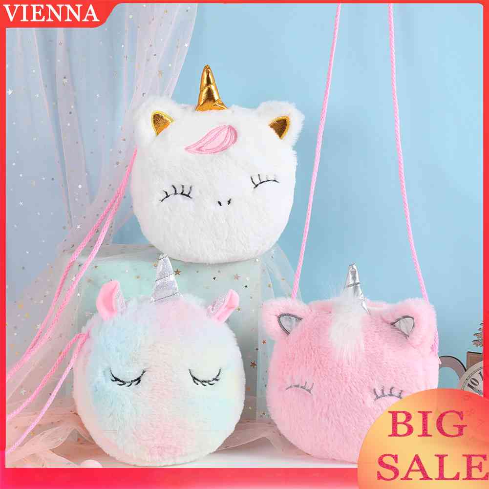 Túi Đeo Chéo Mini Bằng Vải Bông Có Khóa Kéo Họa Tiết Hoạt Hình Cho Bé Gái