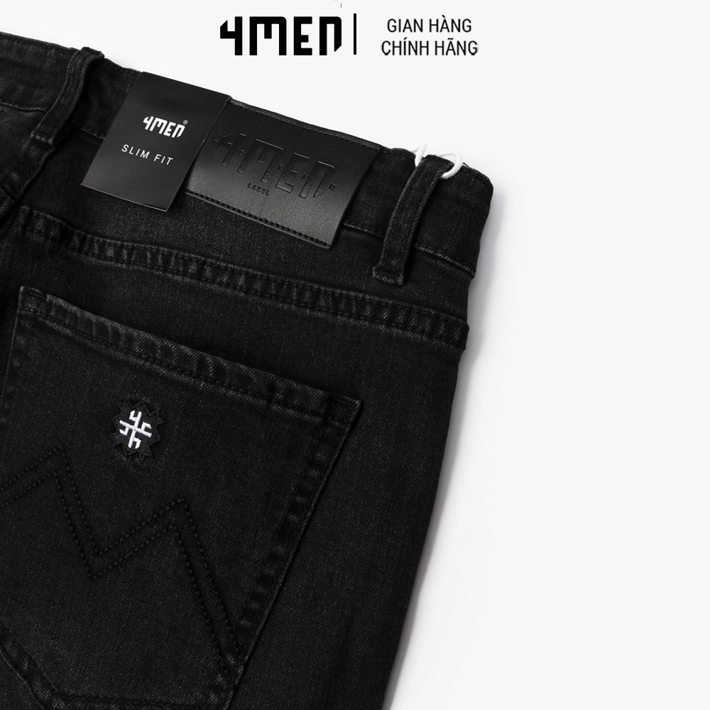 Quần Jeans Nam Form Slimfit Grey Faded 4MEN QJ070 trơn vải denim đẹp, co giãn, mềm mại, tôn dáng, trẻ trung